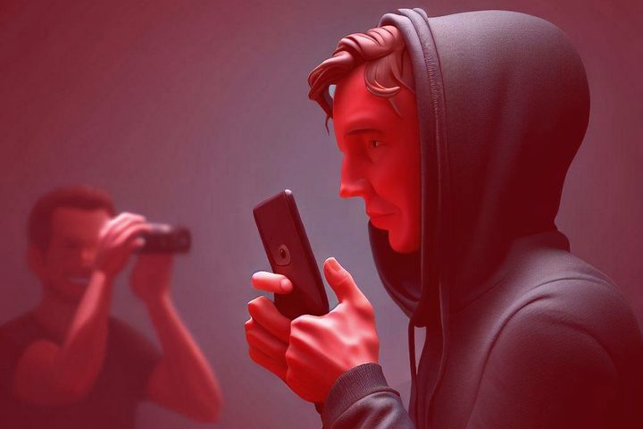 AI render of a person photographic a smartphone user