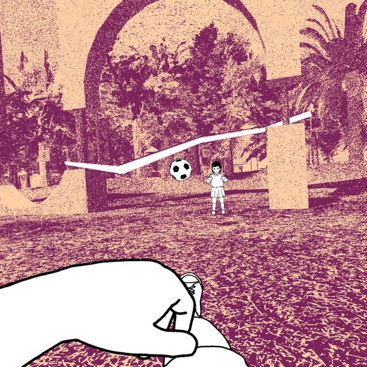 Julien kicking a soccer ball in Despelote.