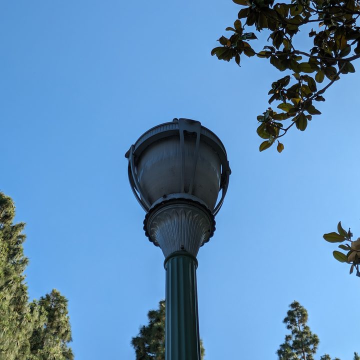 Lamp post at park taken with Google Pixel 7a 2x zoom