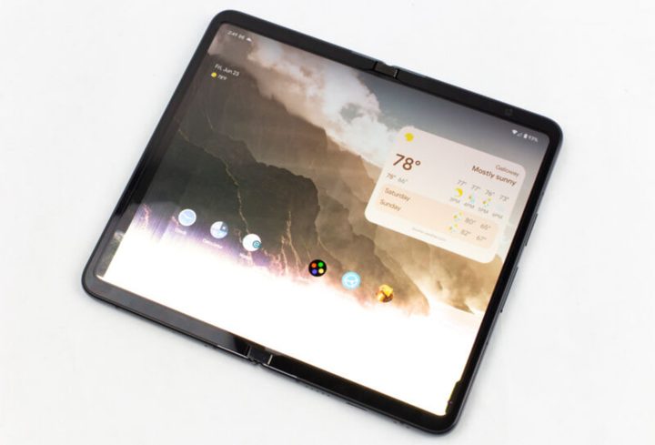 A Google Pixel Fold with a broken display.