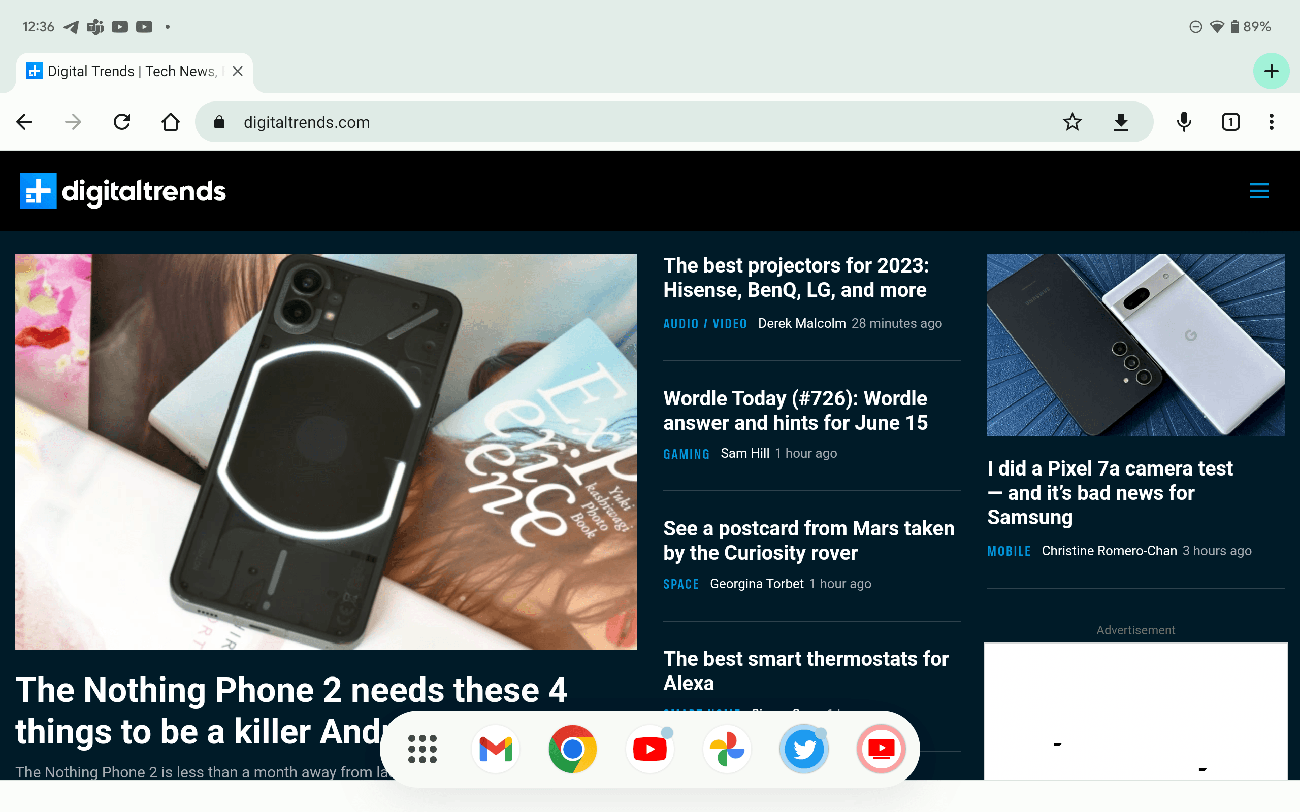 Using split-screen multitasking on the Google Pixel Tablet.