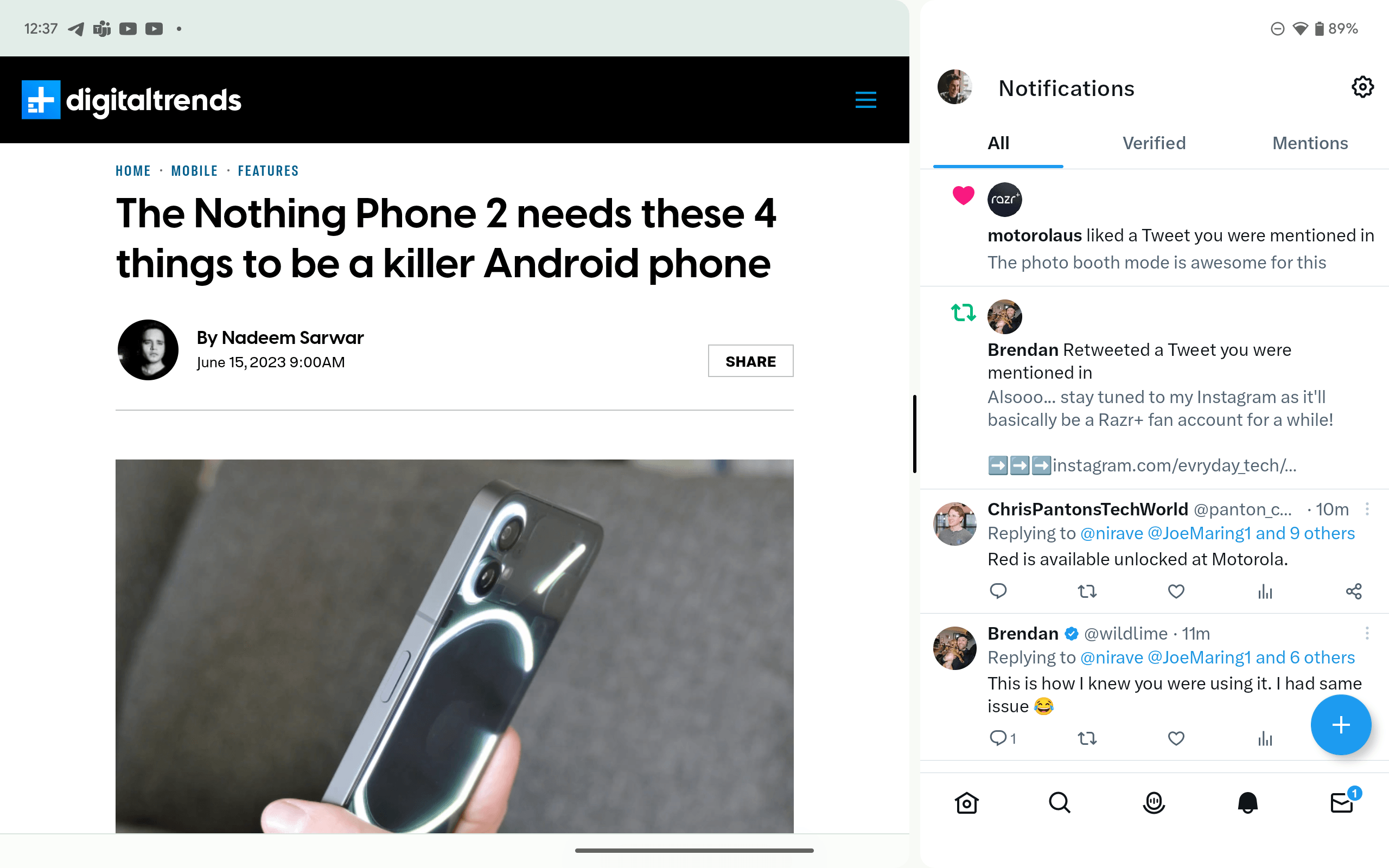 Using split-screen multitasking on the Google Pixel Tablet.