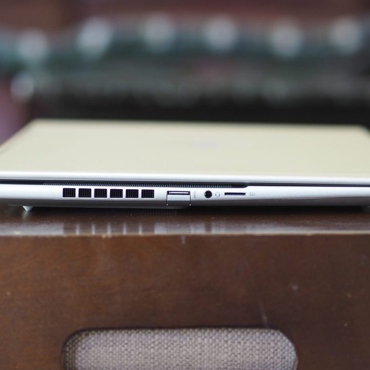 HP Envy 16 2023 left side view showing vent and ports.
