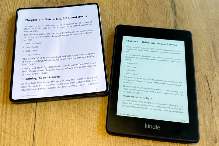 Amazon Kindle and Samsung Galaxy Z Fold 4