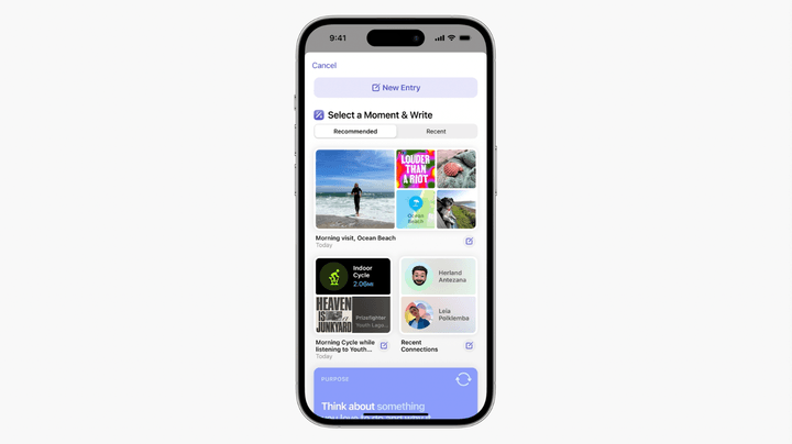 Journal app for iOS 17.