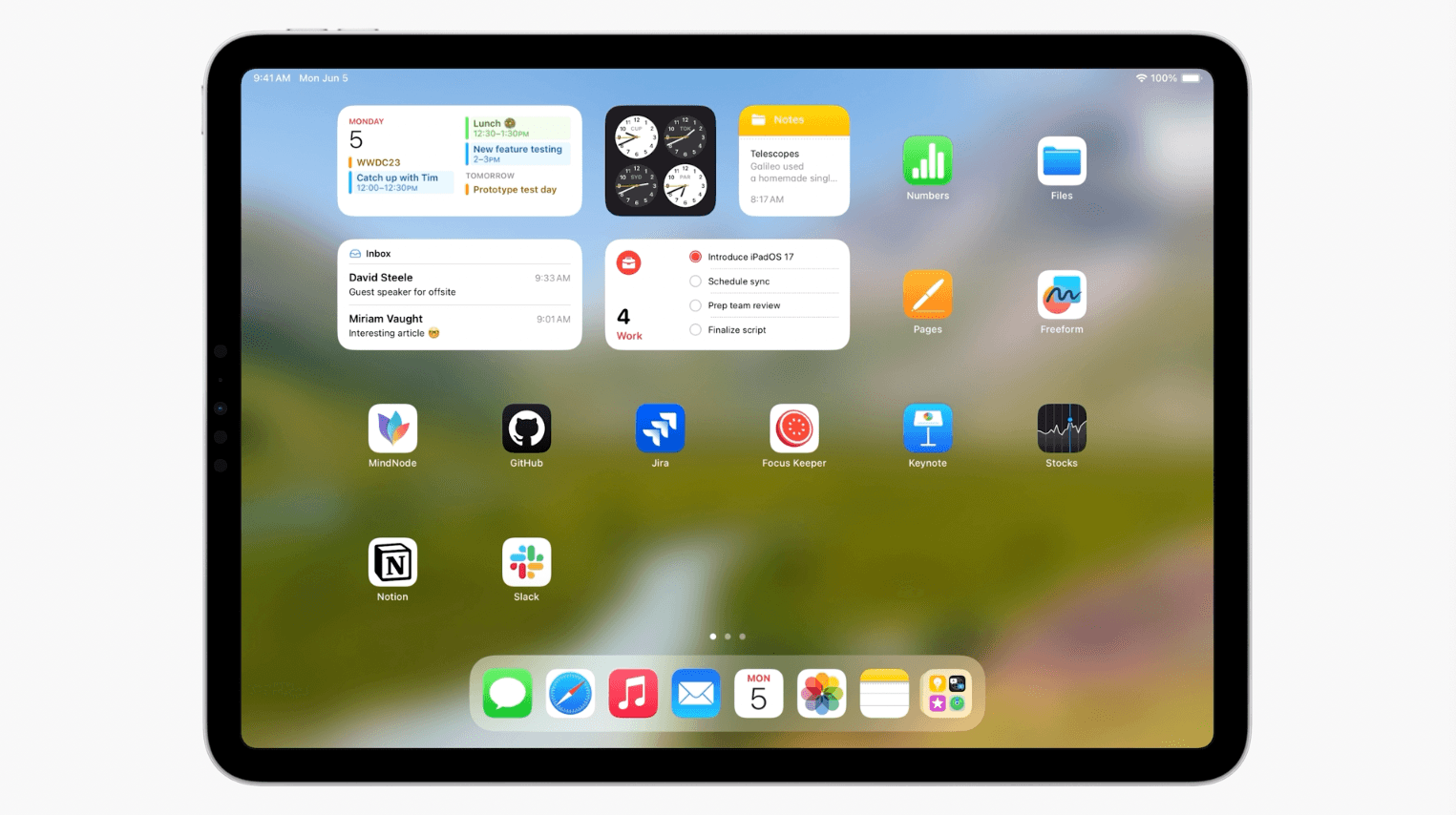 New widgets for iPadOS 17.