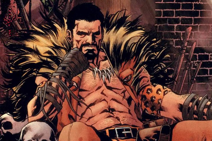 Kraven sits on a chair in a Marvel comic book.