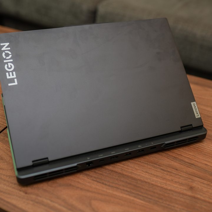 The lid on the Lenovo Legion Pro 5.