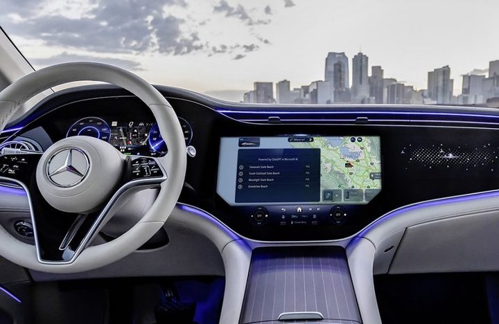 The interior of a Mercedes-Benz vehicle.