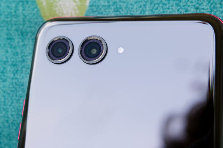 Close-up shot of the cameras on the Motorola Razr Plus.