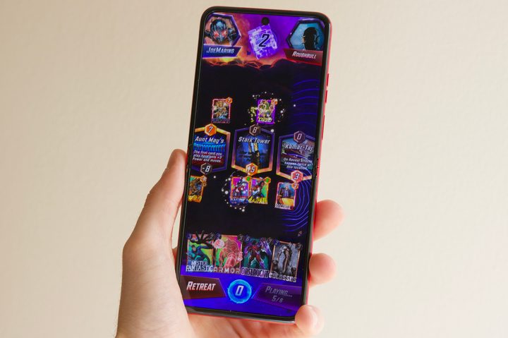 The Motorola Razr Plus running Marvel Snap.