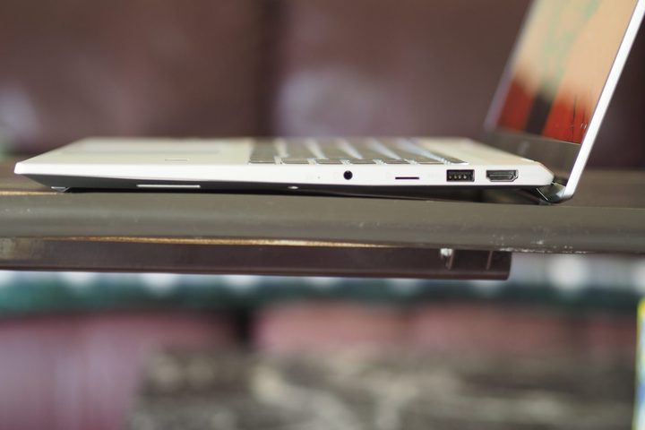 MSI Prestige 16 Studio side view showing ports and display.