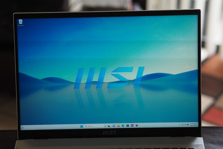 MSI Prestige 16 Studio front view showing display.