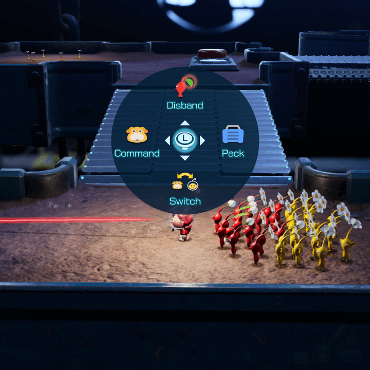A menu in Pikmin 4 shows different commands.