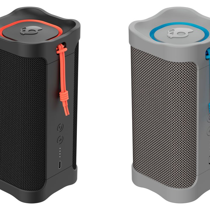 Skullcandy Terrain XL portable Bluetooth speakers in black and grey-blue.