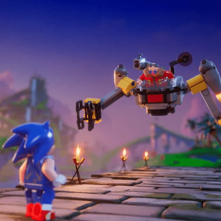 LEGO Sonic faces down Eggman in Sonic Superstars.