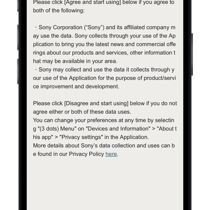 Sony Home Entertainment Connect app terms of service/privacy policy.