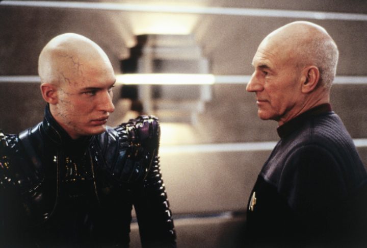 Picard looks at an enemy in Star Trek: Nemesis.