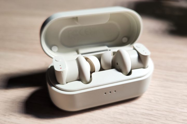 Status Audio Between 3ANC inside charging case, lid open.