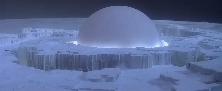 A large dome sits on the planet Krypton in Superman.