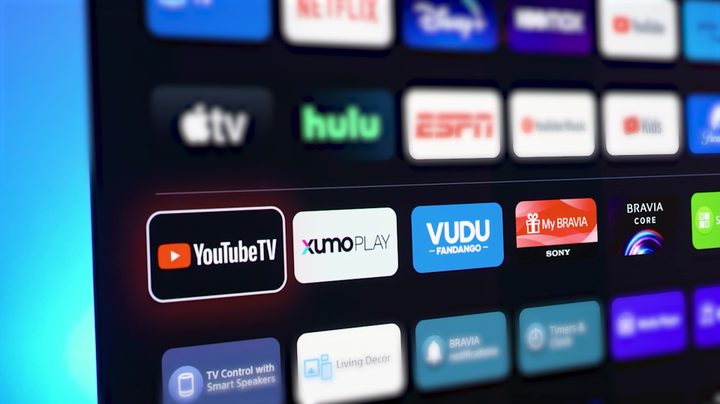 Icons for services like YouTube TV.