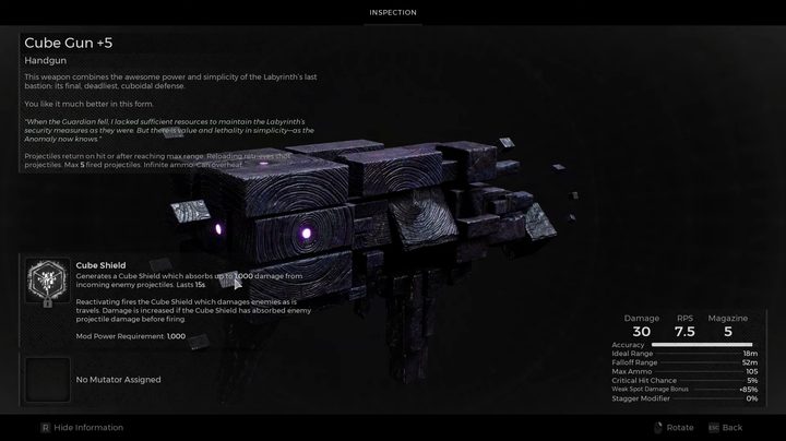 A description of the cube gun in Remnant 2.