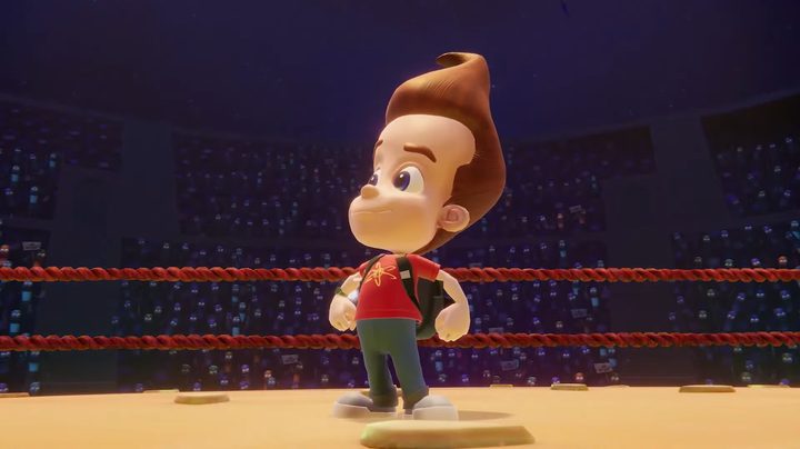 Jimmy Neutron in a boxing ring.
