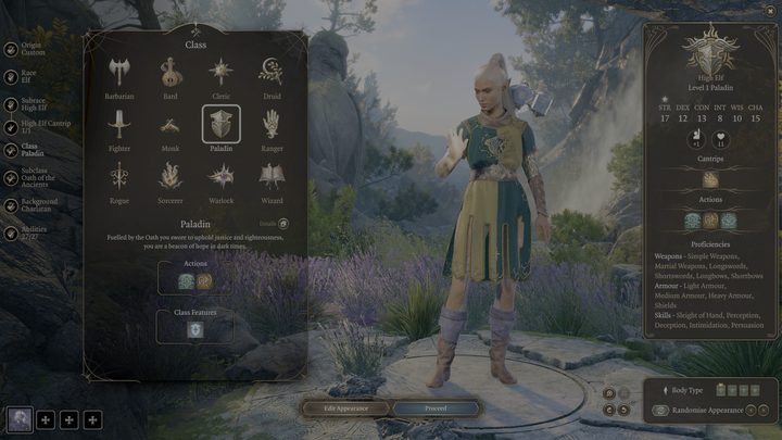 An elf paladin in Baldur's Gate 3.
