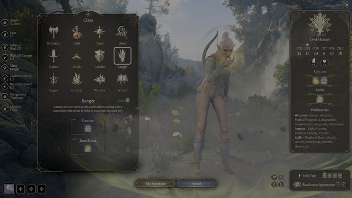An elf ranger class in Baldur's Gate 3.