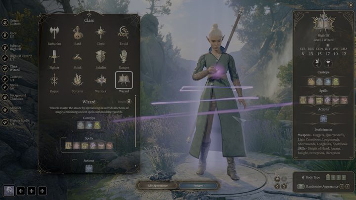 An elf wizard class in Baldur's Gate 3.