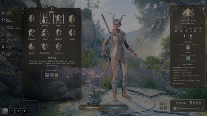 A tiefling in Baldur's Gate 3.