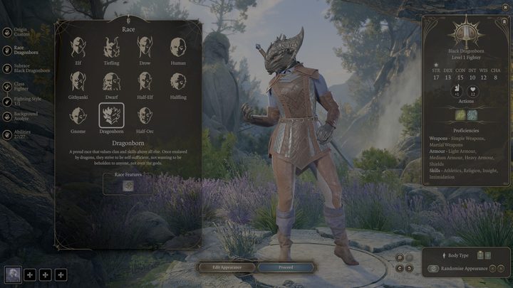 A dragonborn in Baldur's Gate 3.