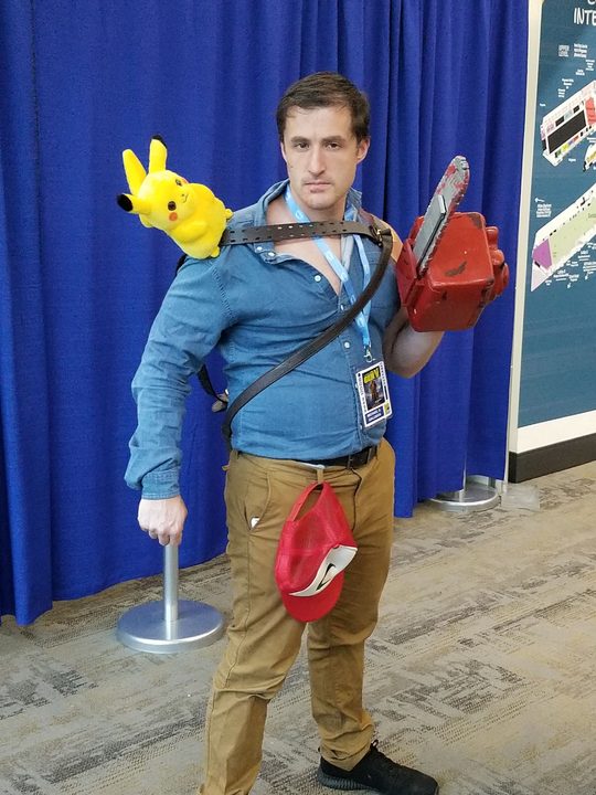 A mash up, or "Ash Up" of Ash Ketchum and Ash Williams.