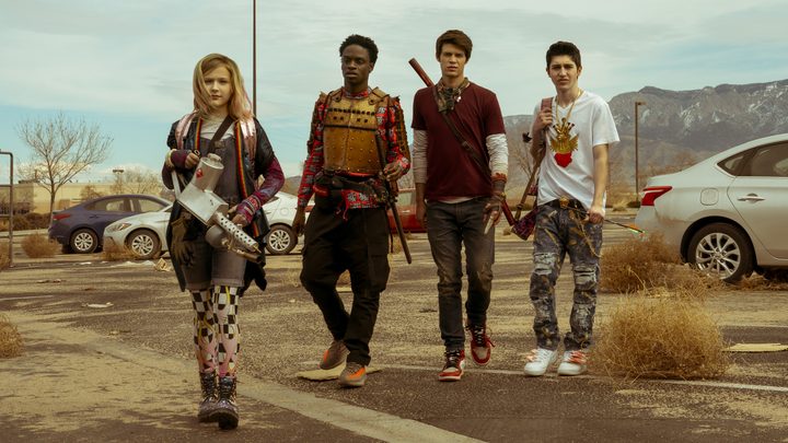 Josh Wheeler and his allies walking in the Netflix series Daybreak.