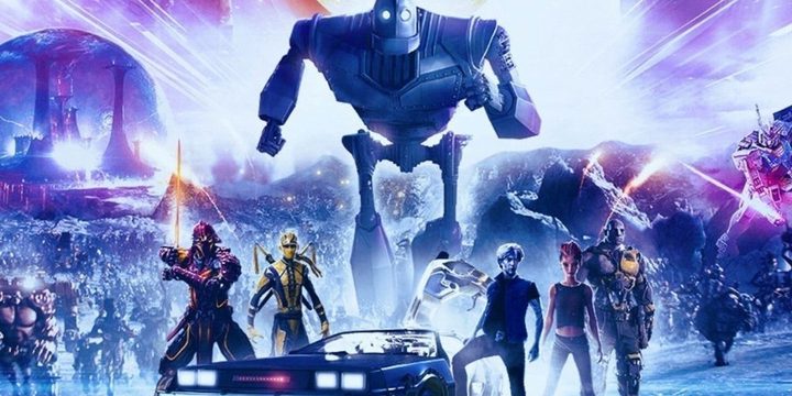Digital avatars of gamers stand in a VR world in Ready Player One.