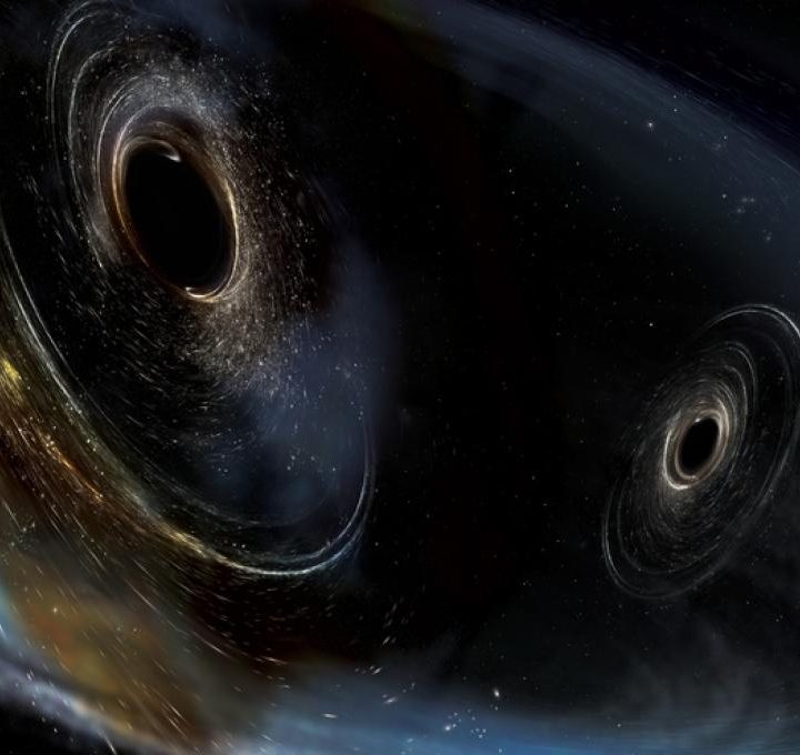 Artist's conception shows two merging black holes similar to those detected by LIGO.
