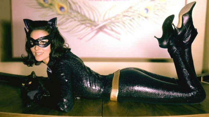 Lee Meriwether lying on the floor in 1966's Batman.