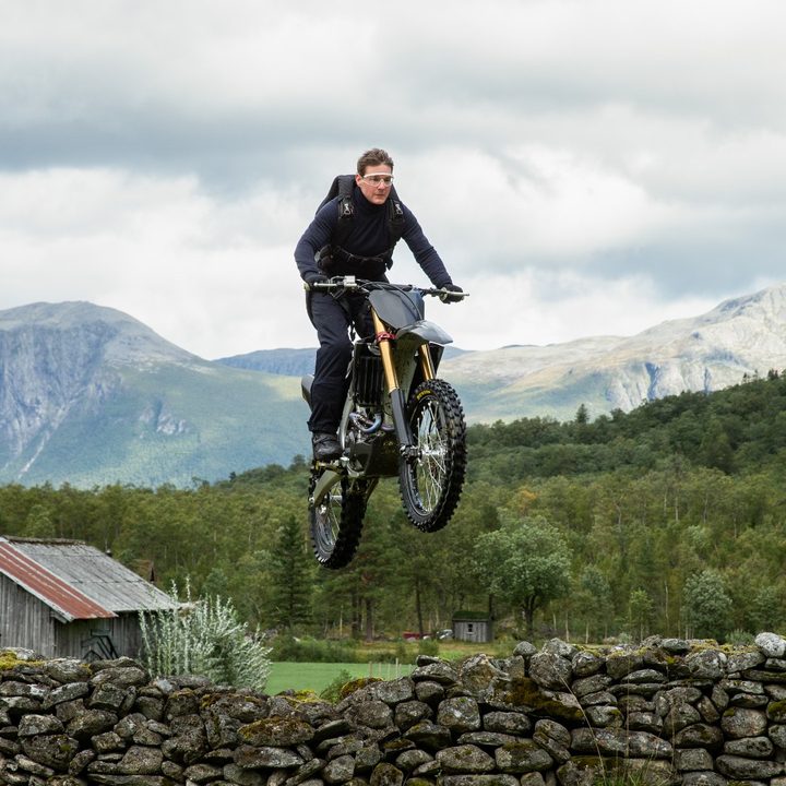 Tom Cruise does a little jump on a motorcycle in "Mission: Impossible - Dead Reckoning Part One."