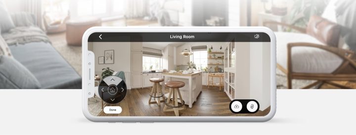 The Blink app viewing a live feed of the Blink Mini Pan-Tilt Camera.