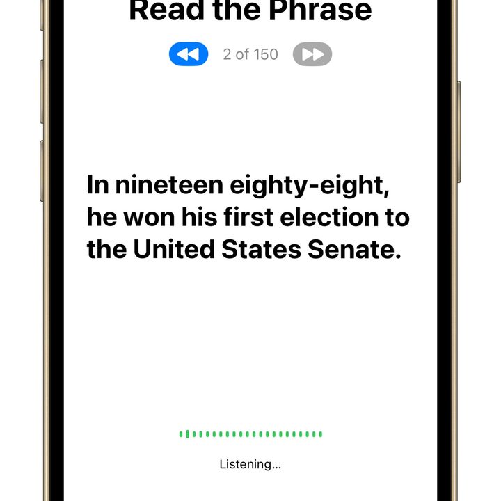 Personal Voice Feature in iOS 17 phrase reading.