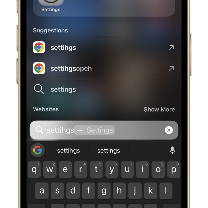 Settings app on iPhone