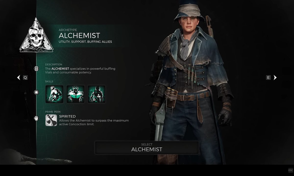 The alchemist class overview screen in remnant 2.