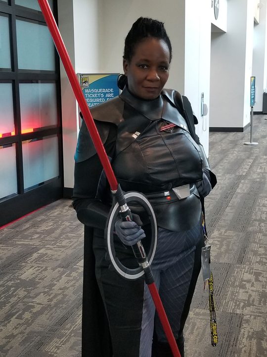 A fan dressed as Reva Sevander at Comic-Con.