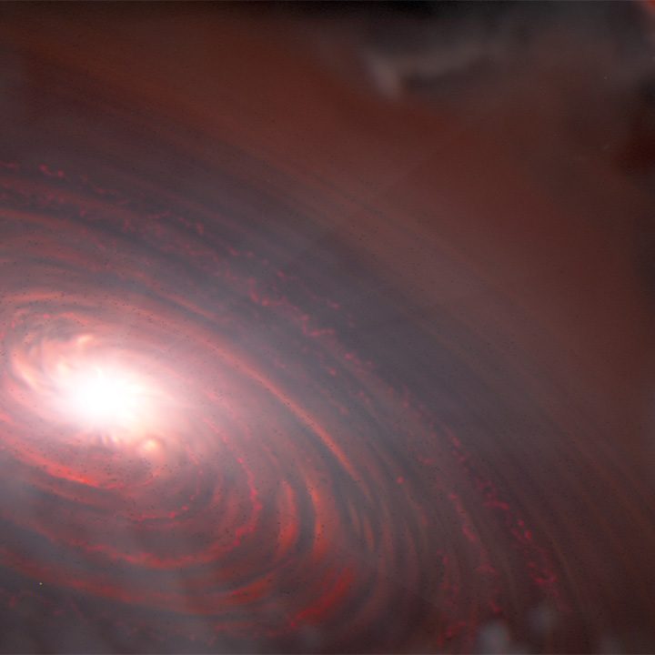 An artist's concept portraying the star PDS 70 and its inner protoplanetary disk.