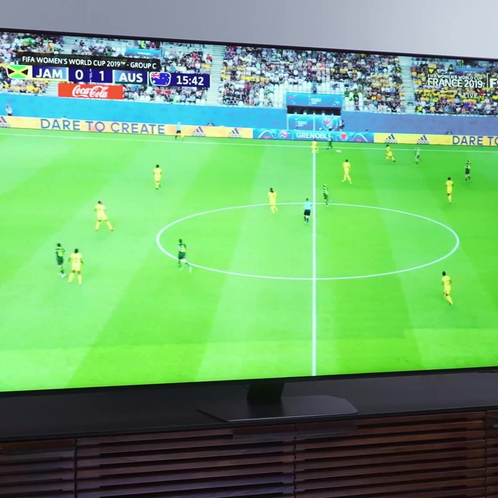 A soccer game shown on a Samsung QN90C.