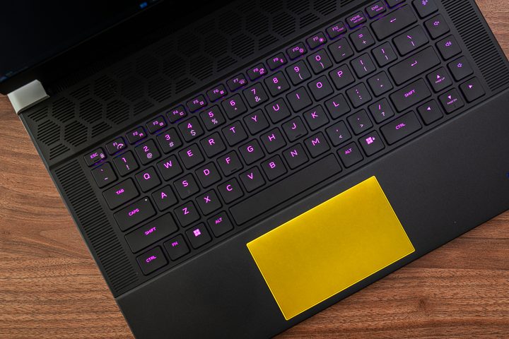 Keyboard and trackpad on the Alienware x16.