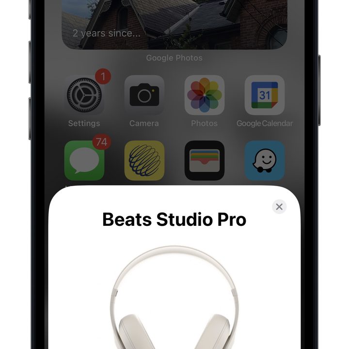 Beats Studio Pro iOS pairing confirmation.