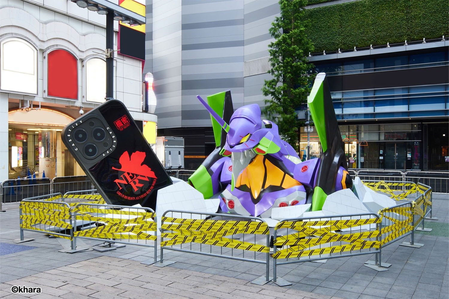 CASETiFY Evangelion display in Tokyo Shinjuku district in Japan.