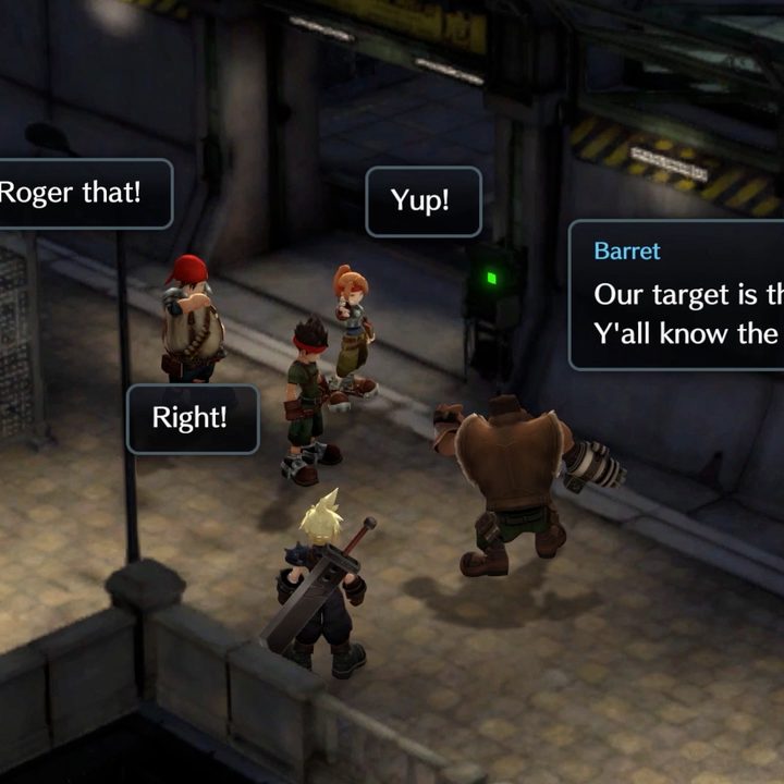 Avalanche members chat in Final Fantasy VII Ever Crisis.