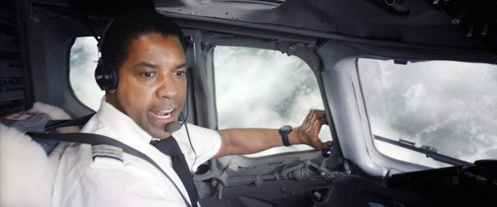 A pilot panics in a cockpit in Flight.